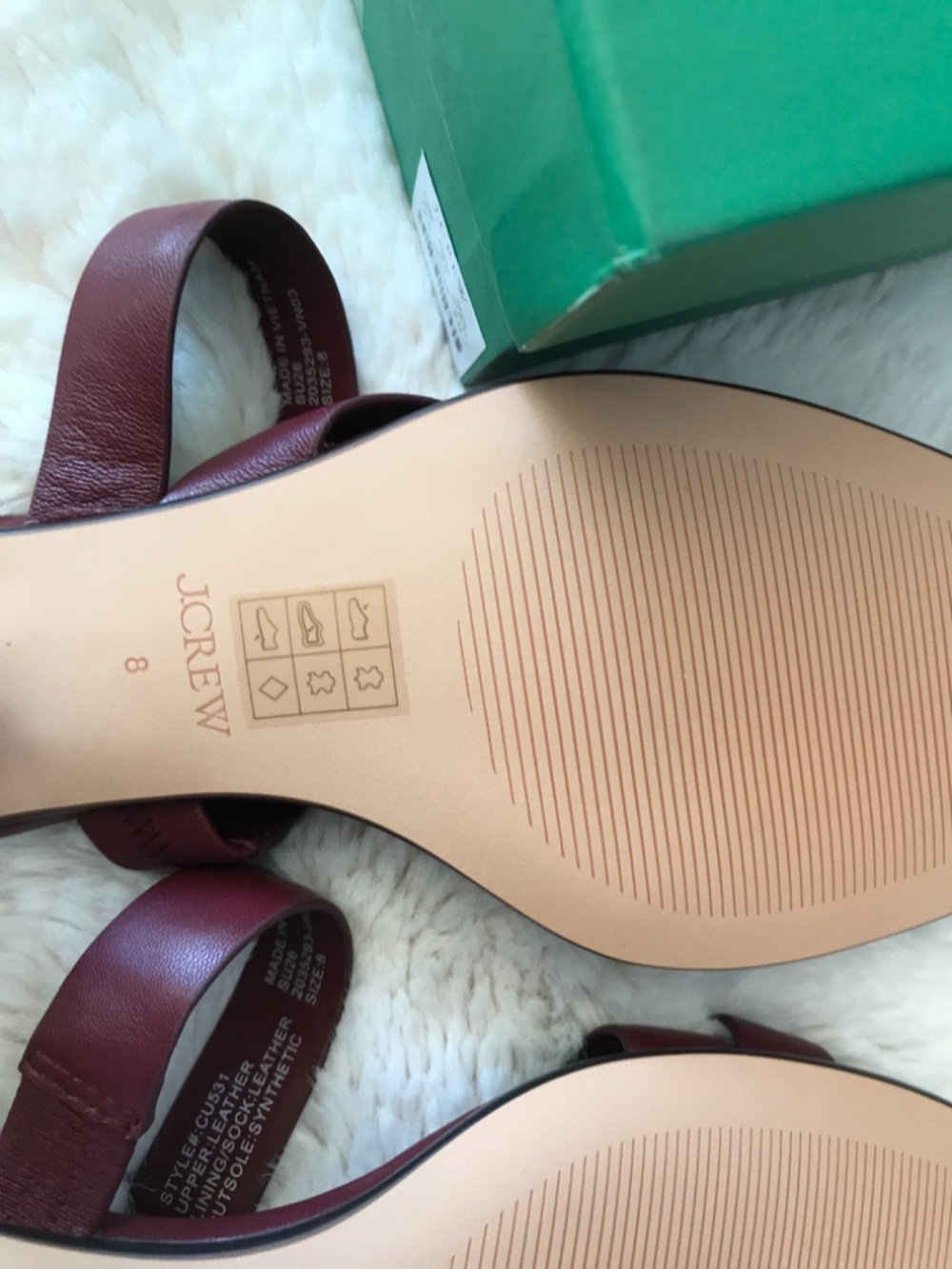 J Crew Red Toe Ring Sandals size 8 - Picture 7 of 9